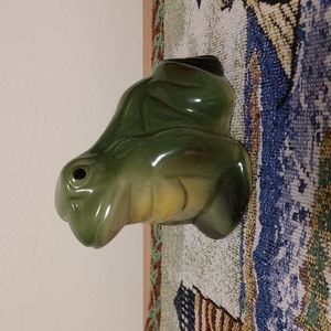 4"x3"x3.5" Green Ceramic Frog Toad Figurine - Unbranded